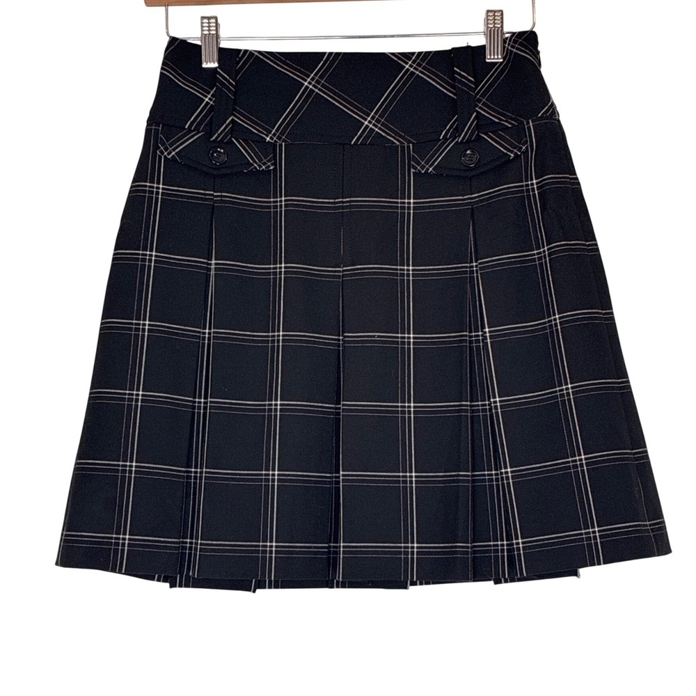 Dark Academia Mini Skirt Black Plaid Preppy Grunge Skater School Girl LOFT 4